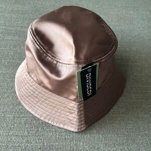 Brand New Pink Satin Bucket Hat with Quilted Texture